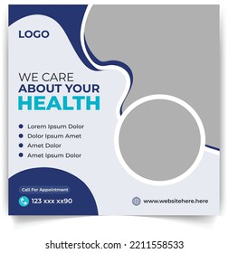 Modern new social media post banner design template for health care