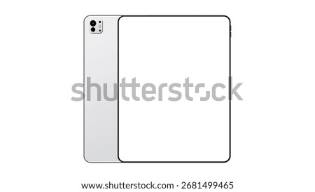 Modern new tablet 2025  computer with blank horizontal screen isolated on white background. vector