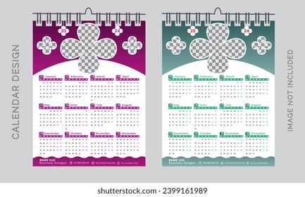 Modern new year 2024 calendar design template	