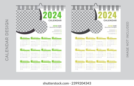 Modern new year 2024 calendar design template	