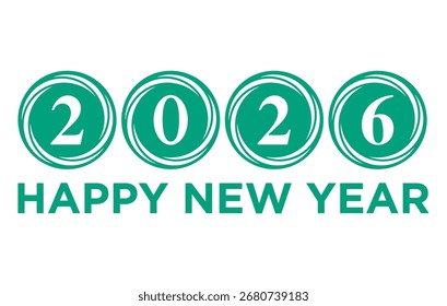Ilustración vectorial moderna del año Nuevo 2026 con remolinos circulares Abstractas y Diseño gráfico
