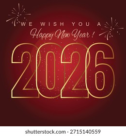 Moderno diseño de Vector del año Nuevo 2026 con una tipografía atrevida y un estilo festivo, perfecto para celebraciones, promociones y uso digital.