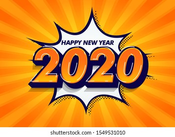 Modern new year background, new year 2020 banner, retro and pop art banner