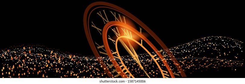 Modern New Year background with clock to denote the passing of time.