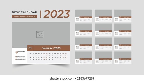 Modern new year calendar template, Set Desk Calendar 2023 template Creative design svg