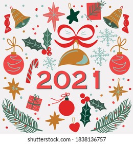 Modern new year card  art deco pattern 