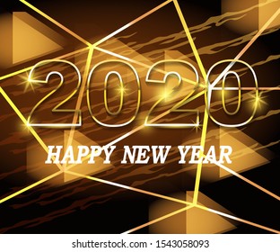 Modern new year postcard design. Creative vector illustration. 2020 new year graphic banner with text and light effects.