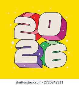 Ilustración vectorial moderna del año Nuevo con la composición limpia