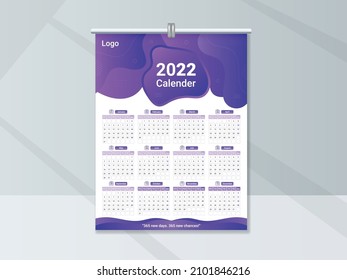 Modern new year wall calendar design template 2022