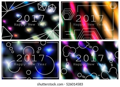 Modern New Years greeting layout. Scientific theme. EPS10
