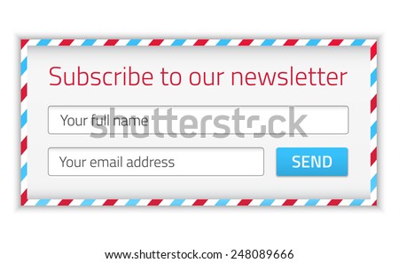 Modern newsletter form in airmail design with name and email
