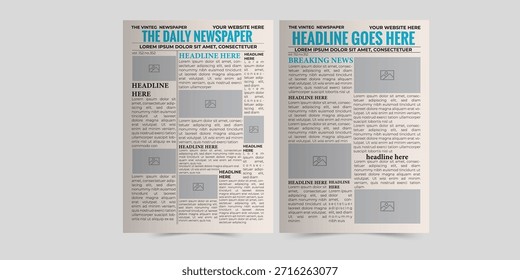 Concepto de diseño de periódico moderno adecuado para el periodismo, los medios de comunicación y la edición impresa.