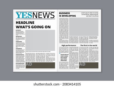 Modern Newspaper Spread Sheets Print Layout Template. EPS10 Vector