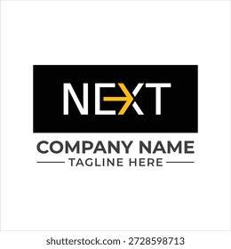 Modern next logo design with arrow icon representing progress and future direction