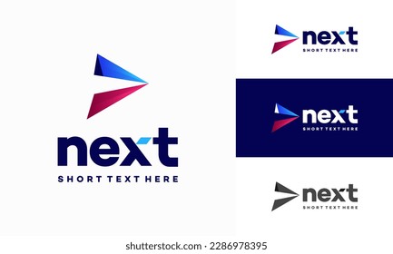 Diseños modernos de diseño de logotipo siguiente vector concepto, diseño de logotipo de flecha