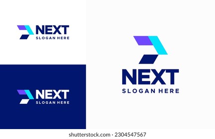 Diseños modernos de diseño de logotipo siguiente vector concepto, diseño de logotipo de flecha