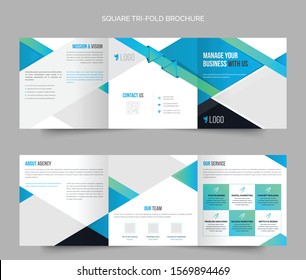 Modern Nice Blue Square Tri-fold Brochure