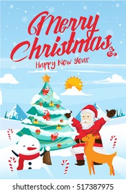 Modern Nice Detail Merry Christmas Card Santa Claus Illustration, Suitable for Brochure, Flyer, Invitation, Web Banner, Poster, Postcard, Social Media, and Other Christmas Related Occasion