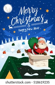 Modern Nice Detail Merry Christmas Card Santa Claus Illustration, Suitable for Brochure, Flyer, Invitation, Web Banner, Poster, Postcard, Social Media, and Other Christmas Related Occasion