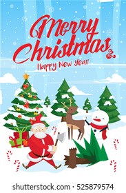 Modern Nice Detail Merry Christmas Card Santa Claus Illustration, Suitable for Brochure, Flyer, Invitation, Web Banner, Poster, Postcard, Social Media, and Other Christmas Related Occasion