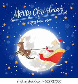 Modern Nice Detail Square Merry Christmas Card Santa Claus Illustration, Suitable for Invitation, Web Banner, Social Media, and Other Christmas Related Occasion