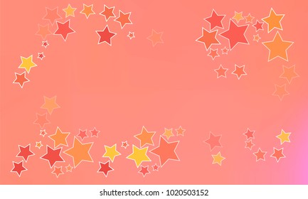 Modern and Nice Looking Yellow, Red and Orange Stars of Different Size on Pink Gradient Background