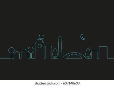 Modern night City Skyline - Vector