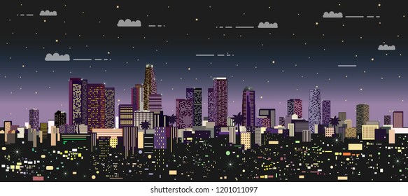 modern night city vector illustration
