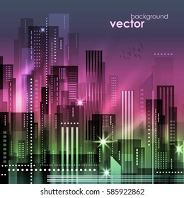 Modern Night Cityscape, vector illustration