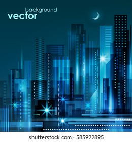 Modern Night Cityscape, vector illustration