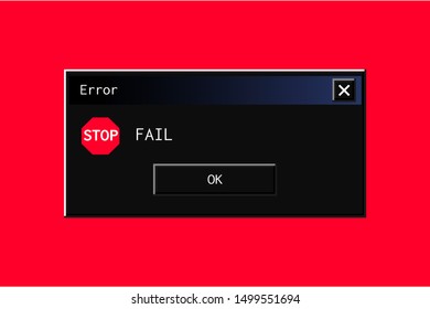 Modern night mode theme of a vintage error message pop-up.