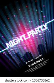 Modern Night Party Poster vector with city background