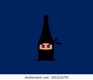 Modern ninja bottles drink sake-eating bars logo