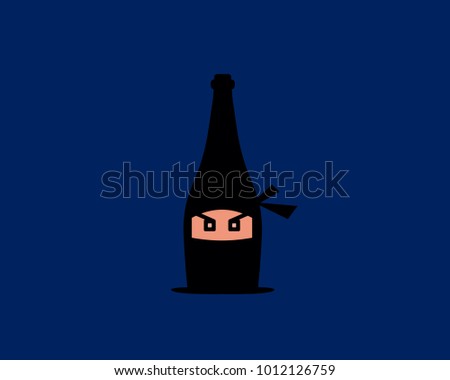 Modern ninja bottles drink sake-eating bars logo