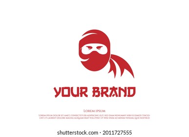 Modern Ninja Head Face Spy Mascot Character Logo Design Vector