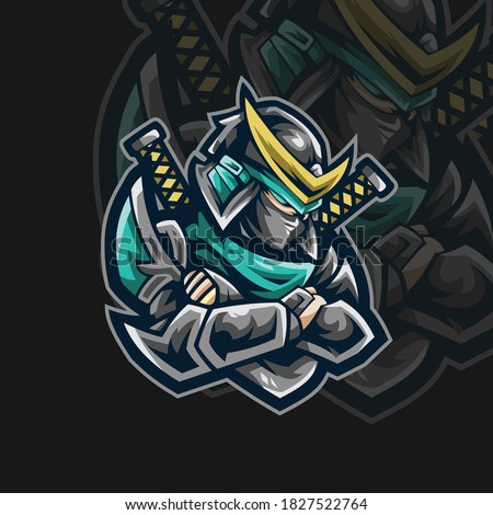 Modern Ninja Samurai Illustration Vector for Esport Team or Group
