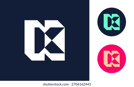 Modern NK letters negative space logo