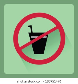 Modern no drinking flat icon with shadow effect,vector design