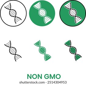 A modern non-GMO icon representing products made without genetically modified organisms.