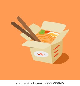 Modern noodle box packaging presented in a clean, minimal style. Ideal for food branding, takeaway concepts, Asian cuisine visuals, restaurant marketing, and packaging design showcases