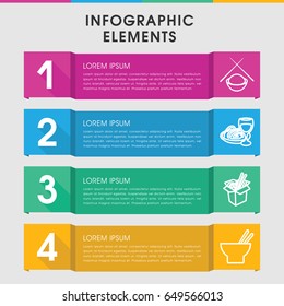 Modern noodle infographic template. infographic design with noodle icons includes asian food. can be used for presentation, diagram, annual report, web design.