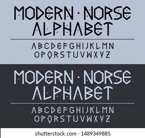 Modern norse sans-serif font, two colors.