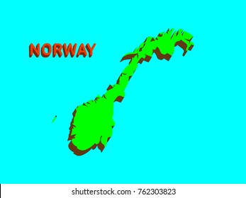 Modern Norway 3d Map on blue background.Vector illustration EPS 10