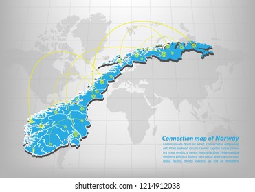 Modern of norway Map connections network design, Best Internet Concept of norway map business from concepts series, map point and line composition. Infographic map. Vector Illustration.
