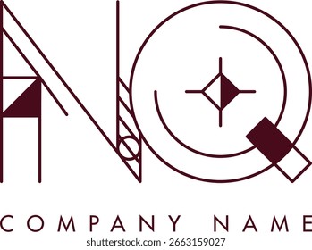 Logotipo NQ moderno com um monograma dentro de um quadro circular em estilo minimalista, ideal para a marca. O design mostra formas abstratas com linhas limpas, enfatizando elegância e profissionalismo.