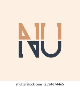 Design moderno do logotipo da letra NU. Design criativo e versátil do logotipo da ONU adequado para todas as empresas