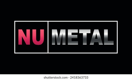 Modern nu metal lettering in a white frame on a black background. Alternative rock.