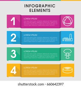 Modern nuclear infographic template. infographic design with nuclear icons includes atom, factory. can be used for presentation, diagram, annual report, web design.