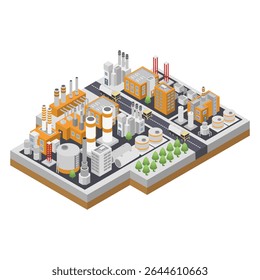 Central nuclear moderna isométrica ilustrada no fundo branco