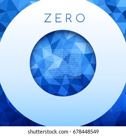 Modern Number "0" on Blue Low Poly Background : Vector Illustration